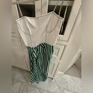 Rosie Assoulin Green Stripe long dress, size 8, worn once